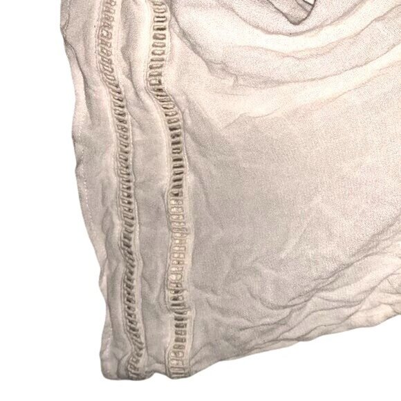 Knox Rose Lace & Cotton Boho Peasant Blouse V-Neck Sheer Accents Short Sleeve Wo - Picture 2 of 8